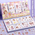 Box of children's cute themed stickers with meatball, star, and diary designs.