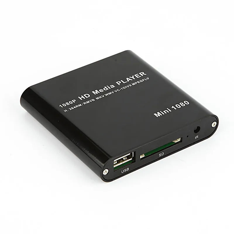 Blue and black 1080P HDMI media player for SD cards and USB drives