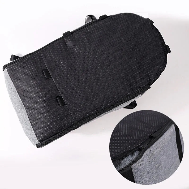 A cloth outdoor dog kennel in blue, suitable for car travel and four-season use.