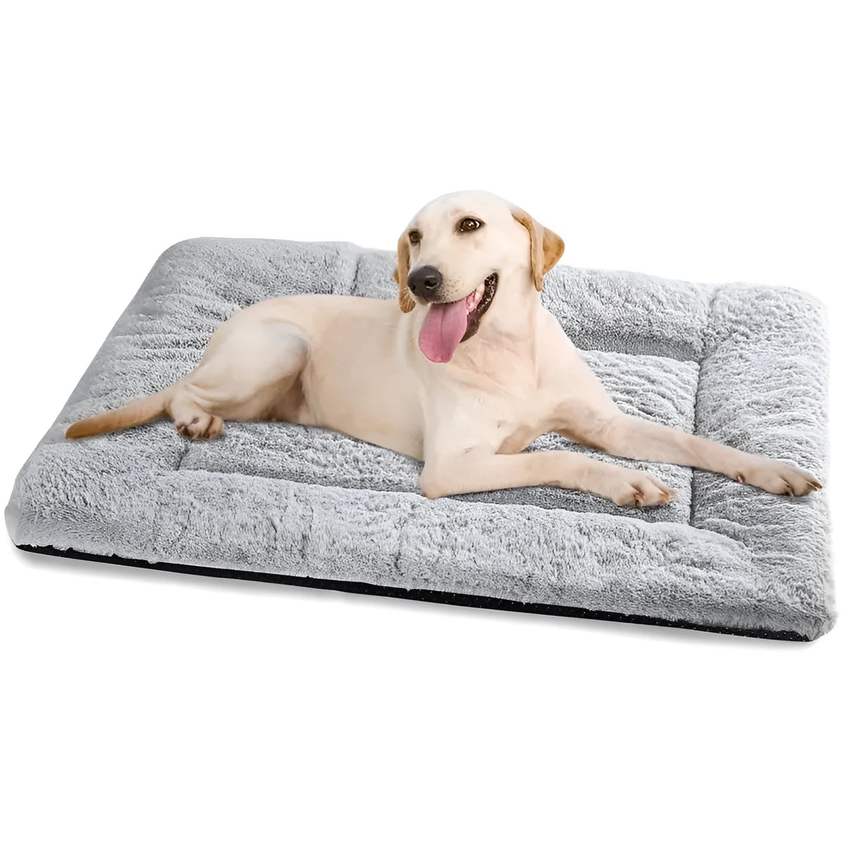 Washable plush dog bed mat and cat cushion in grey navy blue, grey, light grey, khaki, or khaki pink, sizes S M L