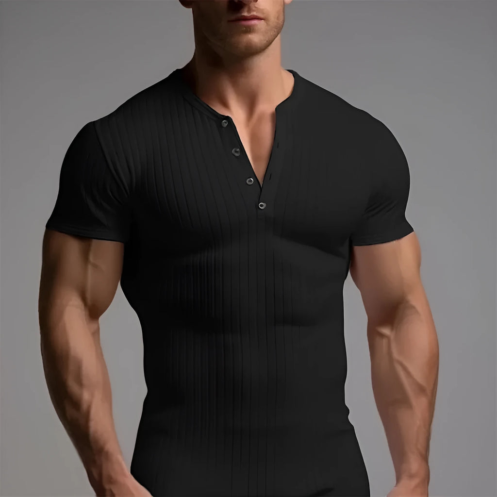 Men's slim-fit sports t-shirt in Army Green colour, short sleeves, muscle cut.