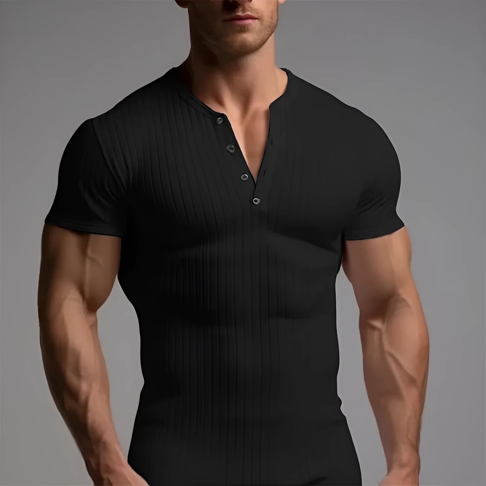 Men's slim-fit sports t-shirt in Army Green colour, short sleeves, muscle cut.