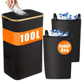 Black bamboo laundry basket with removable lid and bottle storage compartment
