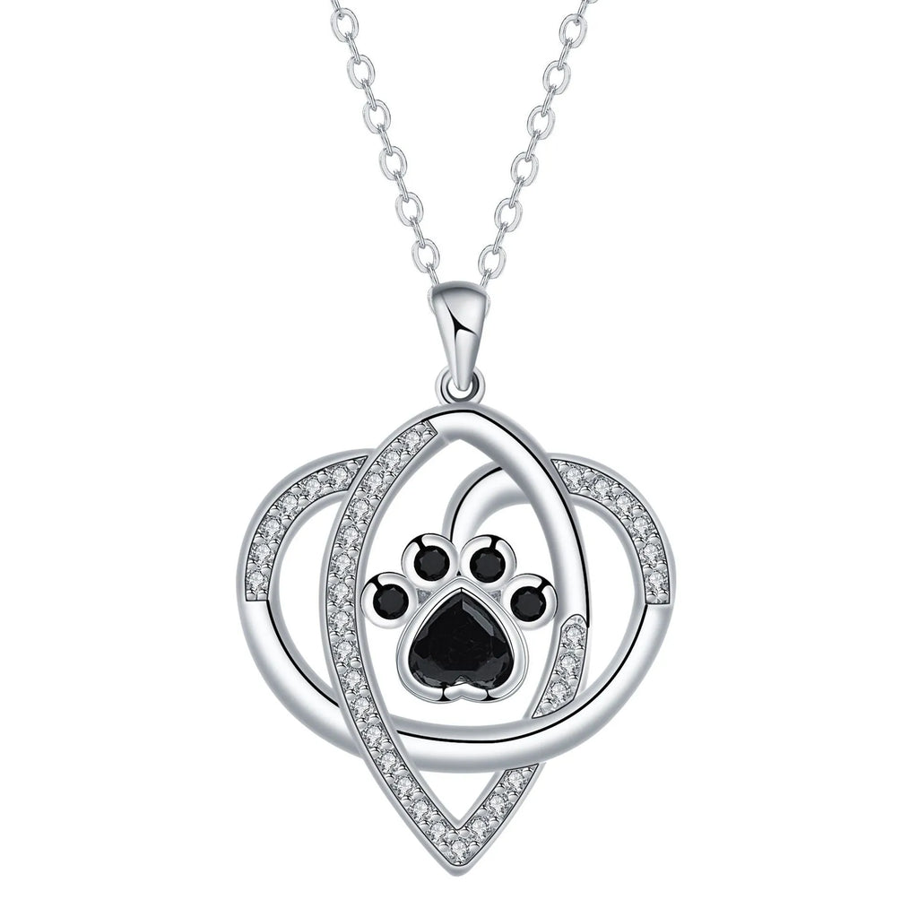 Women's copper necklace with dog paw print pendant and cross chain design
