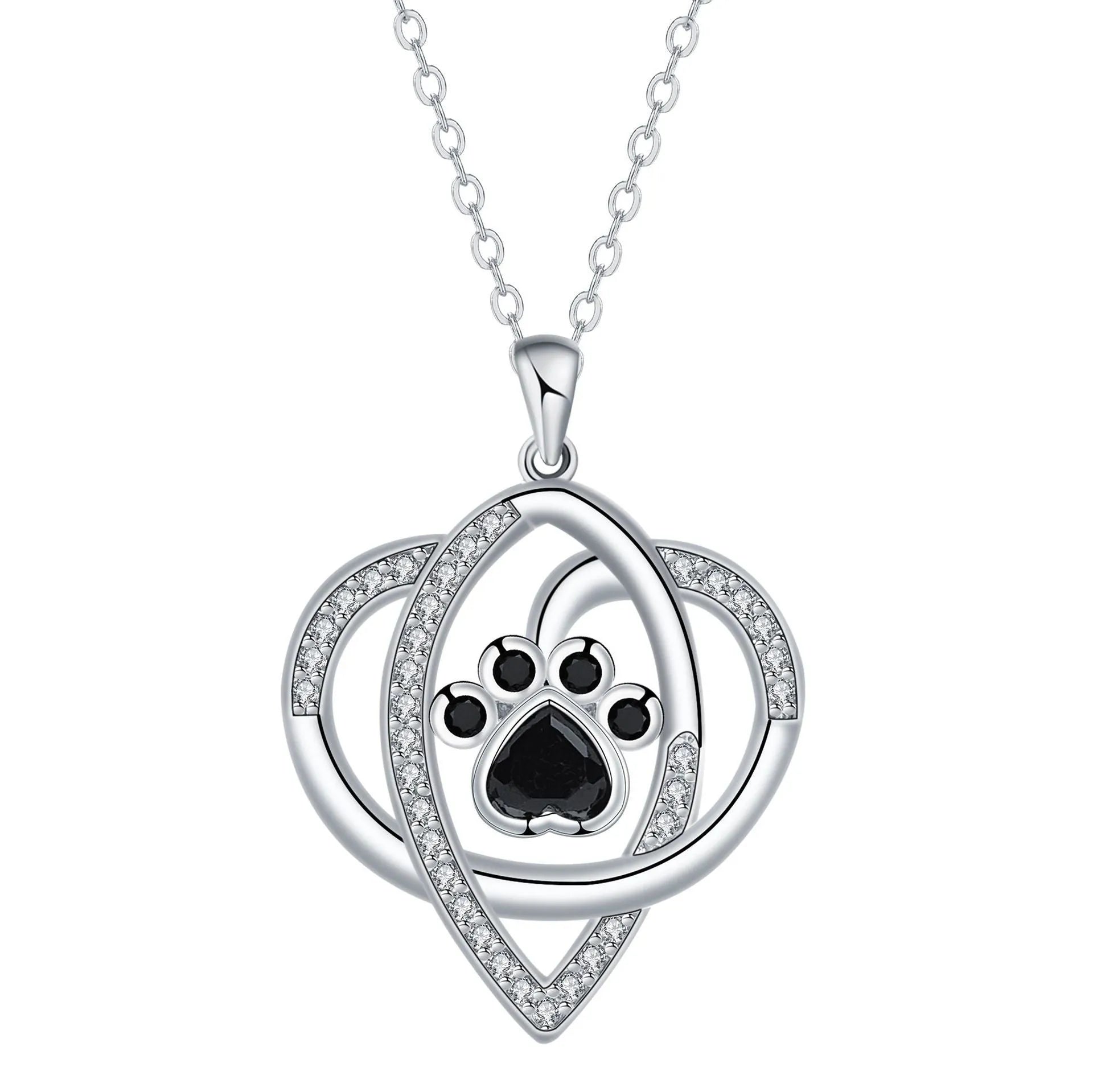 Women's copper necklace with dog paw print pendant and cross chain design