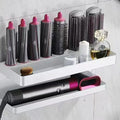 White punch-free double layer aluminium bathroom storage rack holding Marcel wavers on wall