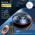 Solar-powered aluminium alloy car air freshener and purifier unit in black, red, or silver.