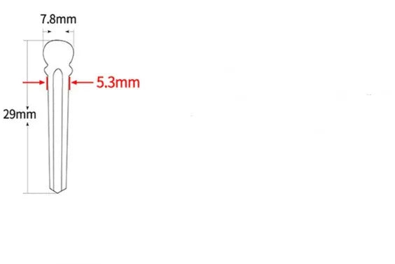 Set of six matt black ebony guitar bridge pins with 5.3mm diameter for folk acoustic guitars.