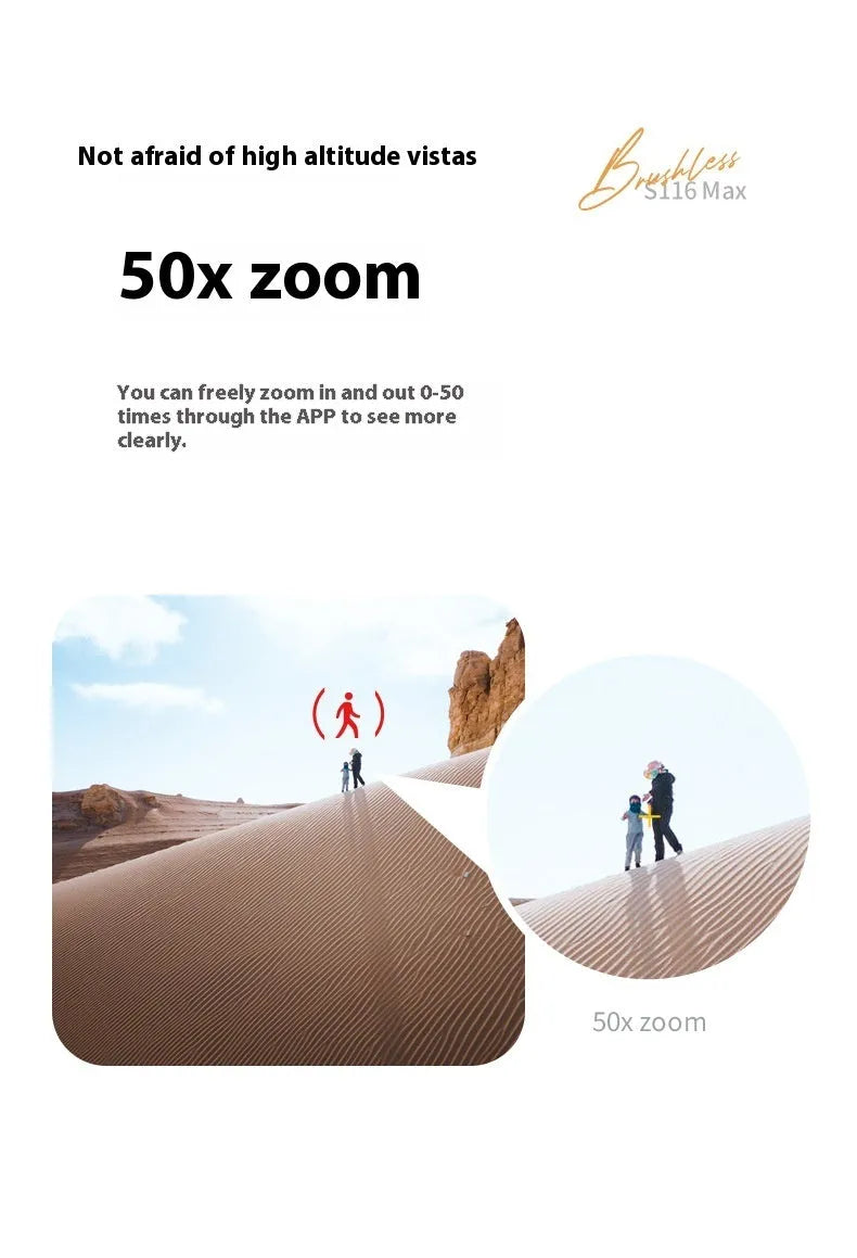S116 brushless UAV drone with four-side obstacle avoidance and HD camera in black or white colour options