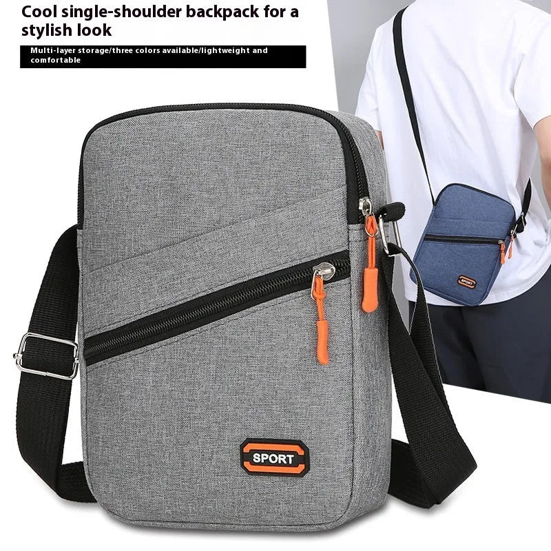 Simple all-match crossbody shoulder commuter bag in solid color Oxford cloth with contrast details