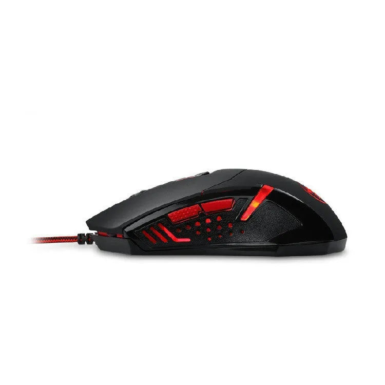 Black red wired USB optical gaming mouse with six keys and adjustable DPI settings