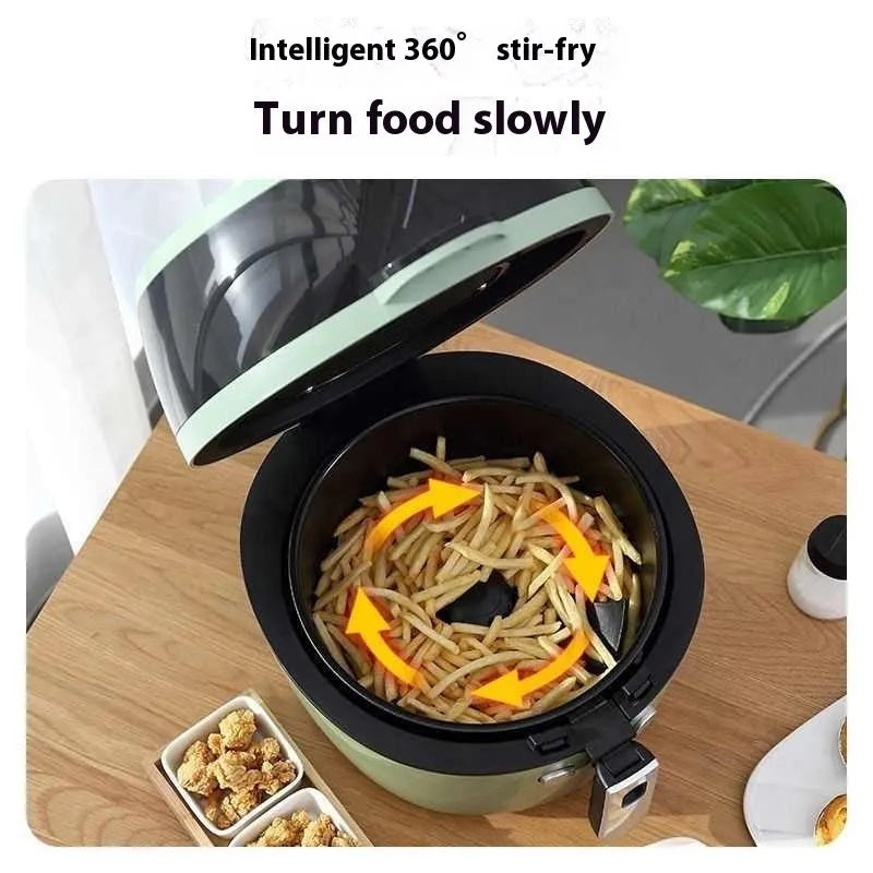 8-litre visible air fryer oven with mechanical buttons and nano-ceramic interior on a kitchen countertop.