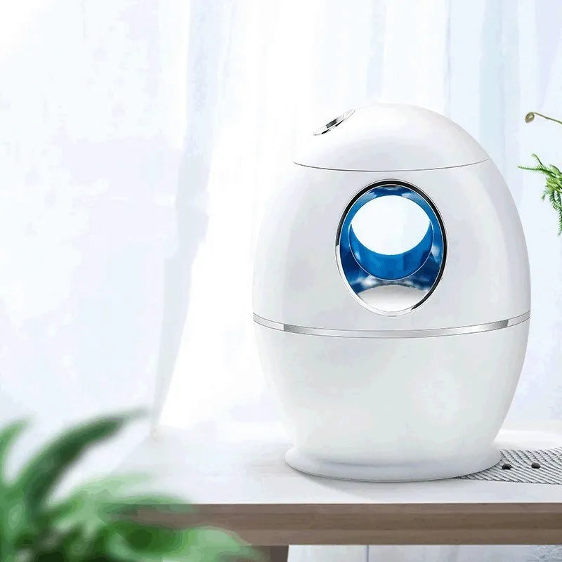 White columnar household air disinfection humidifier with USB port and mechanical controls.