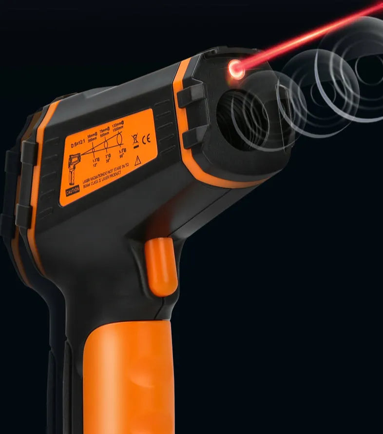 ST390A handheld infrared thermometer for measuring surface temperature.
