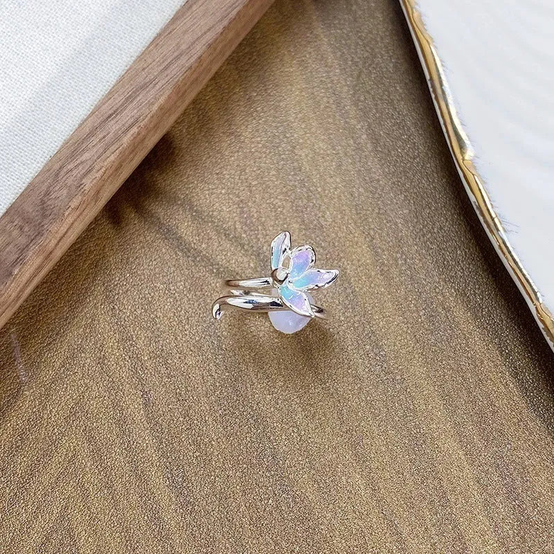 Copper insect fashion ring with adjustable opening and drip oil colour finish