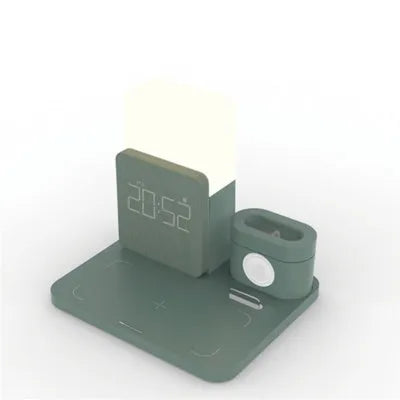 3-in-1 wireless charging stand for iPhone, Apple Watch and AirPods in dark green colour