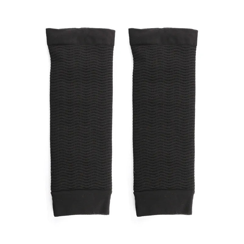 Women's black and skin colour shaping arm sleeves compression garment free size nylon fabric