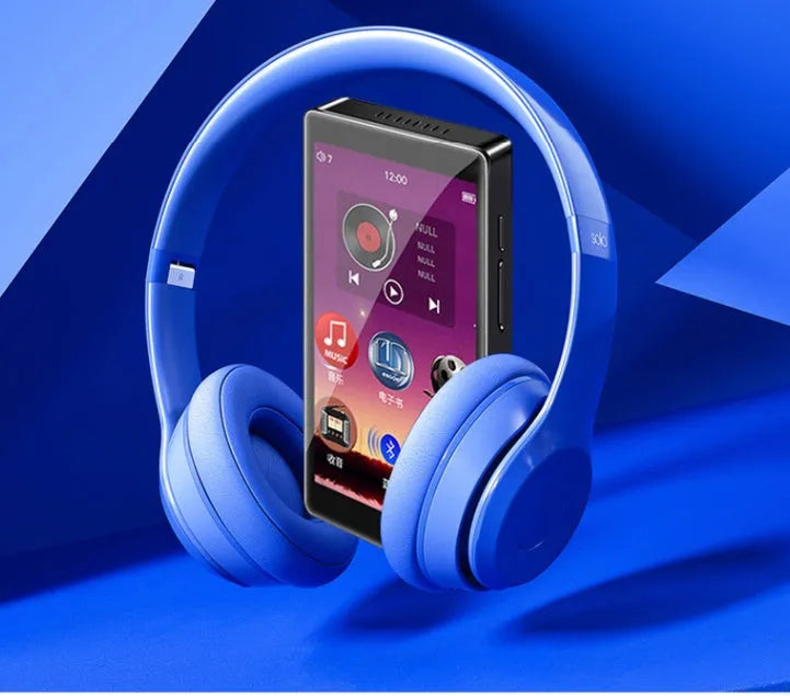 Black Ruizu H1 slim MP3 MP4 player with 4-inch touchscreen showing music library interface