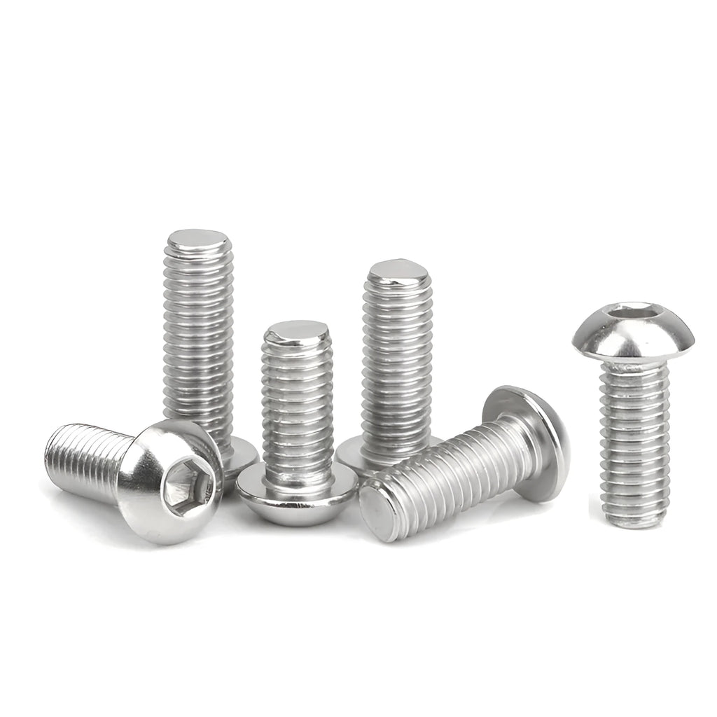 Stainless steel half round head hex socket screw with 16mm length and 5.7mm head dimension