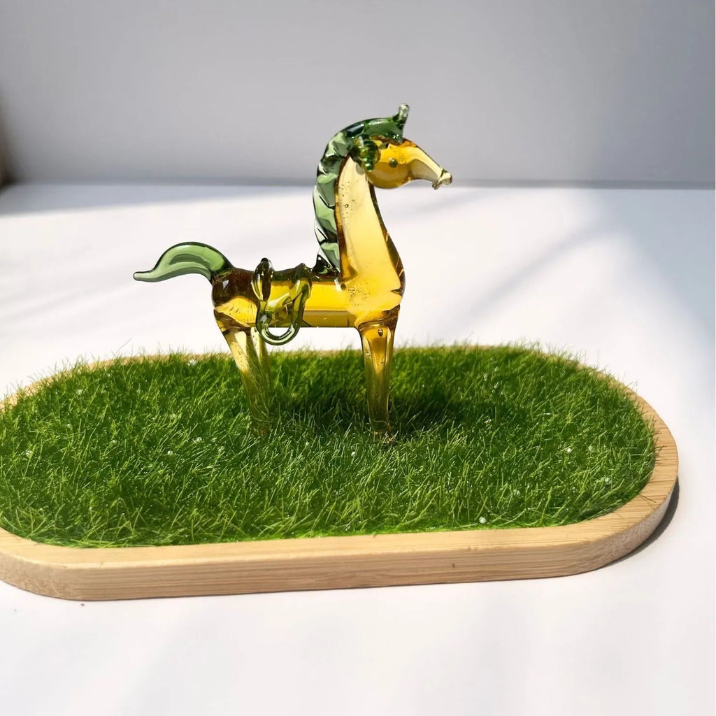 Brown and white glazed horse office decoration ornament with modern simplicity style