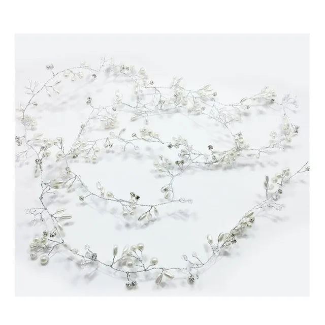 Crystal and pearl wedding hair band for brides in gold, silver, rose gold colours