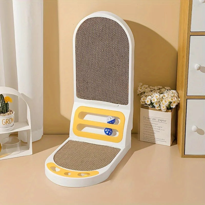 L-shape vertical cat scratching board mounted on wall with grey sisal scratching surface
