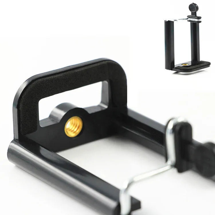 Black plastic universal U clip bracket for mounting a mobile phone