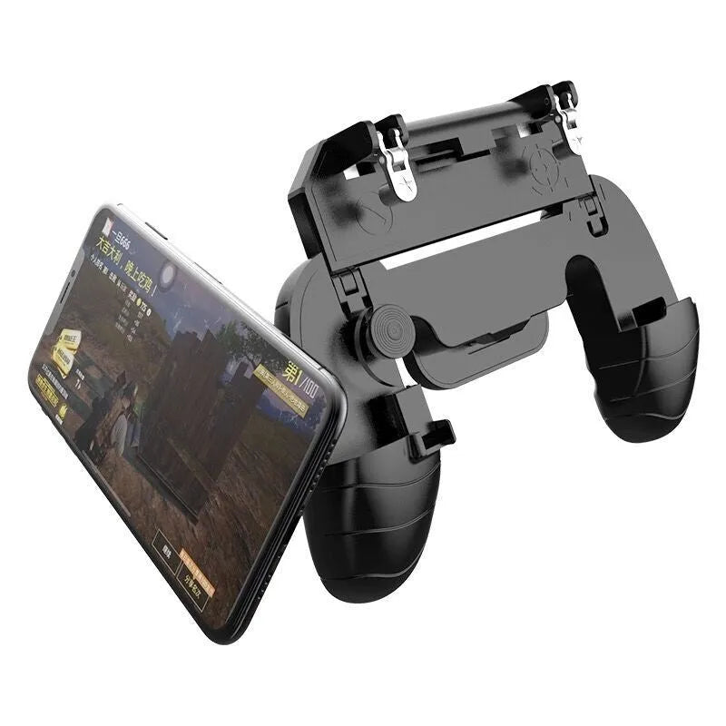 Telescopic mobile game controller handle with adjustable clamp for smartphones in black, blue and white colour options