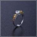Crown style crystal ring in black gold finish on copper base for cosplay jewellery