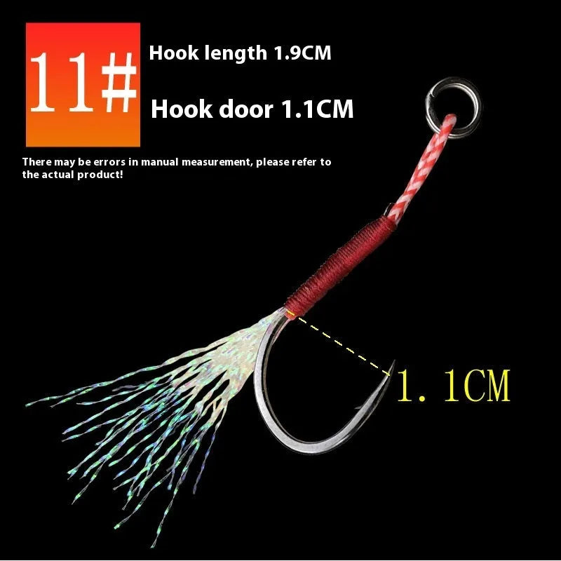 Bright wire iron plate single fishing hook for sea fishing, sizes 9 to 14.
