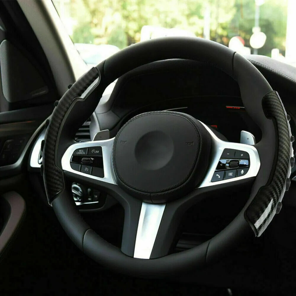 Carbon fibre black steering wheel anti-slip sleeve for 38cm diameter universal fit