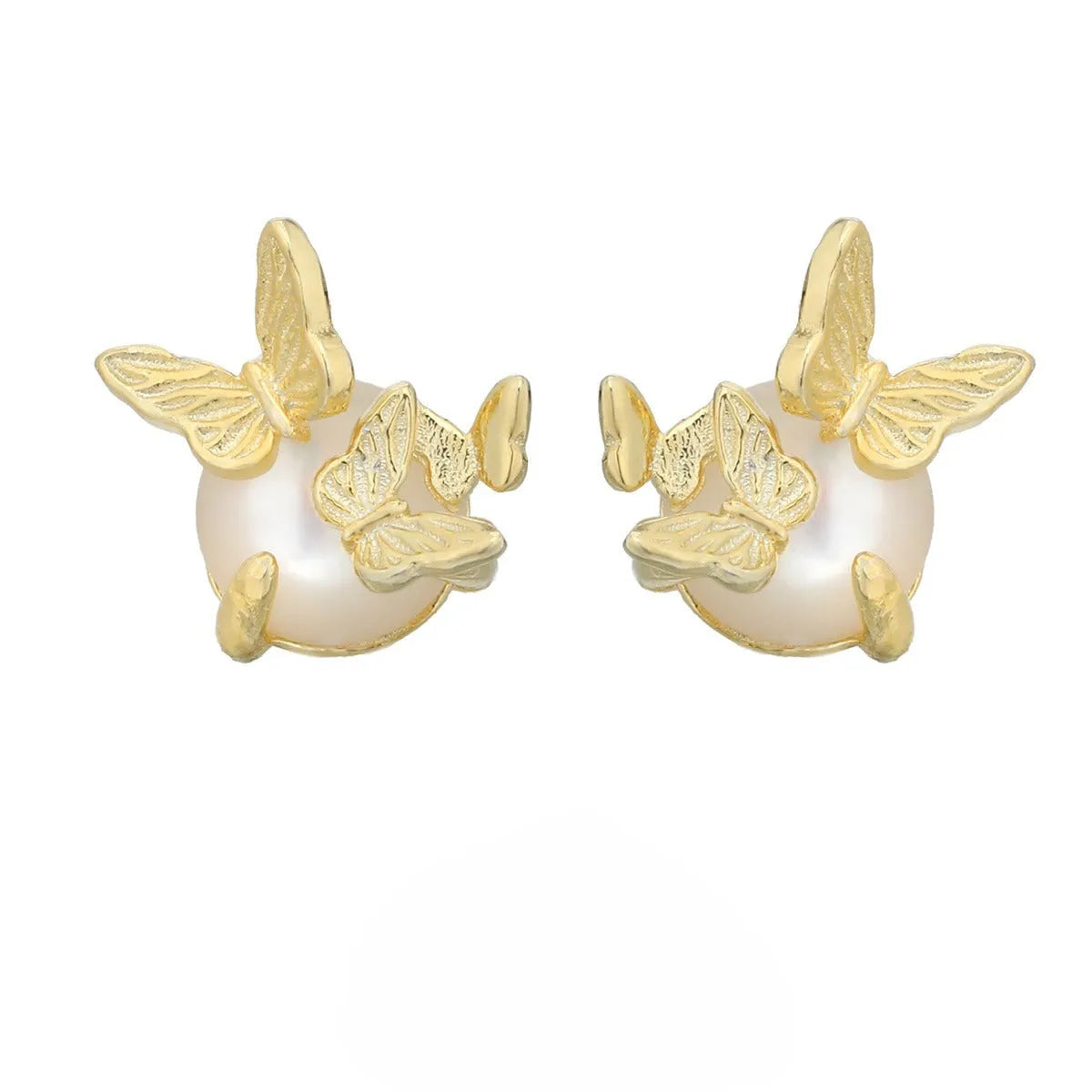 925 silver butterfly ear studs for women in white gold or gold colour finish.