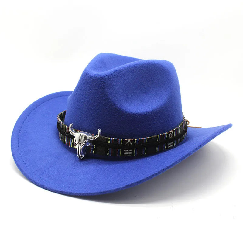 Western cowboy hat with bell crown style in multiple colour options on size display