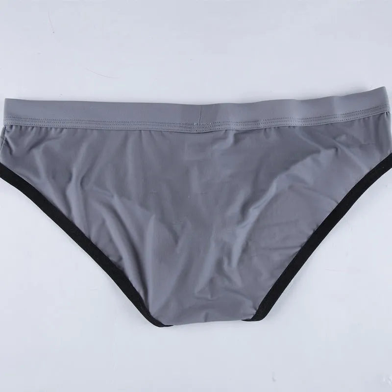 Men's ice silk bazooka briefs in multiple colours, showing mid waist briefs style with bullet separation design.