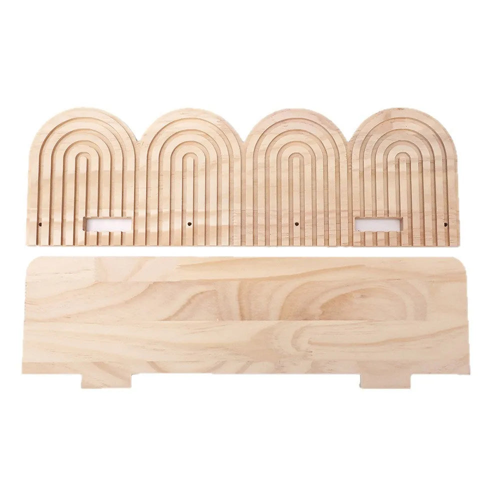 Solid wood wall-mounted flower pot storage rack with multiple tier options for plant display