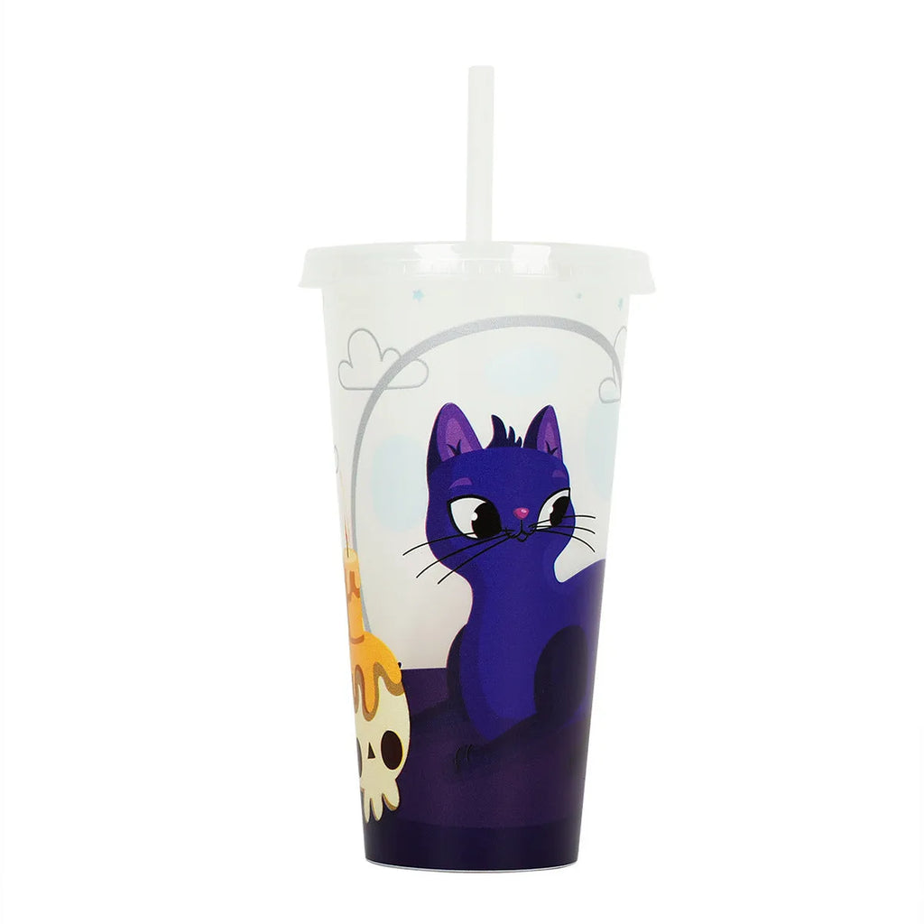 720ml Halloween luminous plastic sippy straw cup with PP construction and 6 colour options