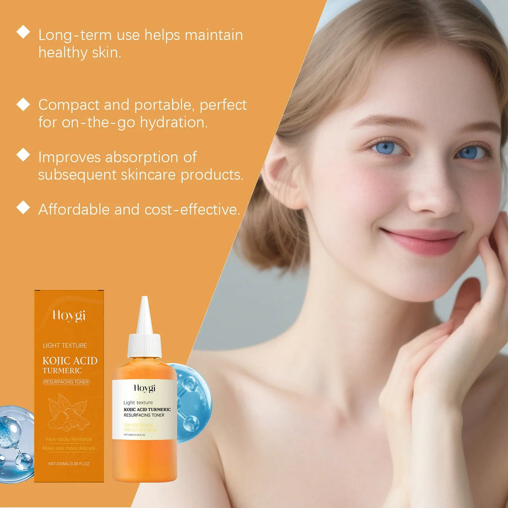 Turmeric moisturising water 100ml bottle with yellow liquid in compact packaging