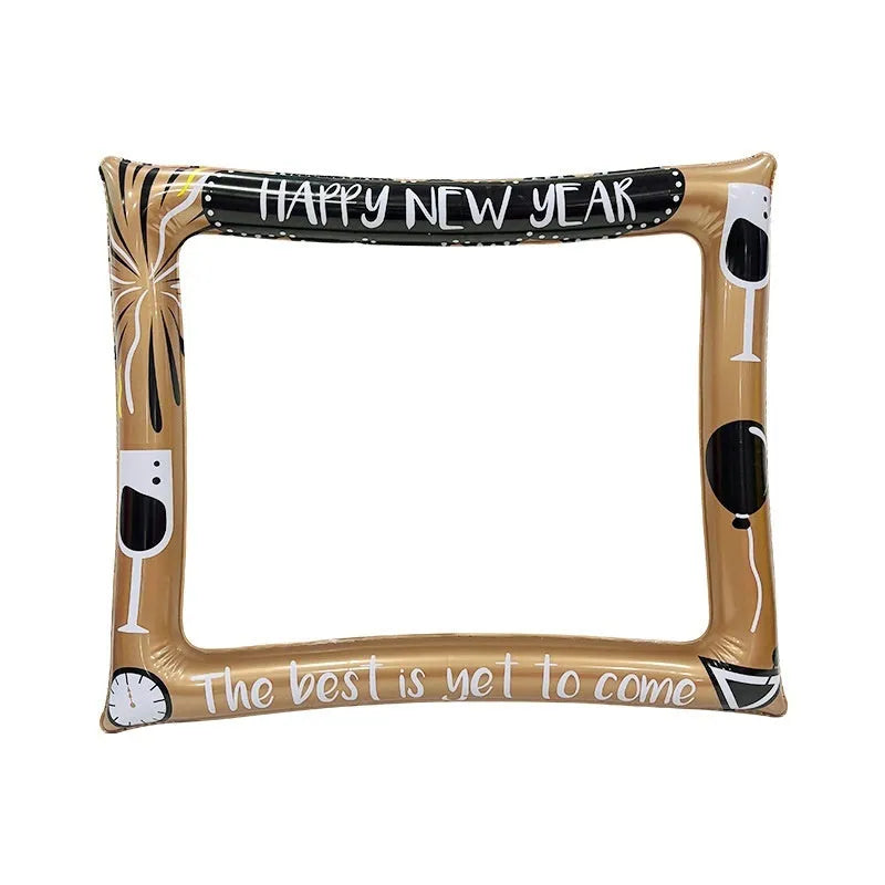 Red and green Christmas-themed inflatable photo frame made from PVC