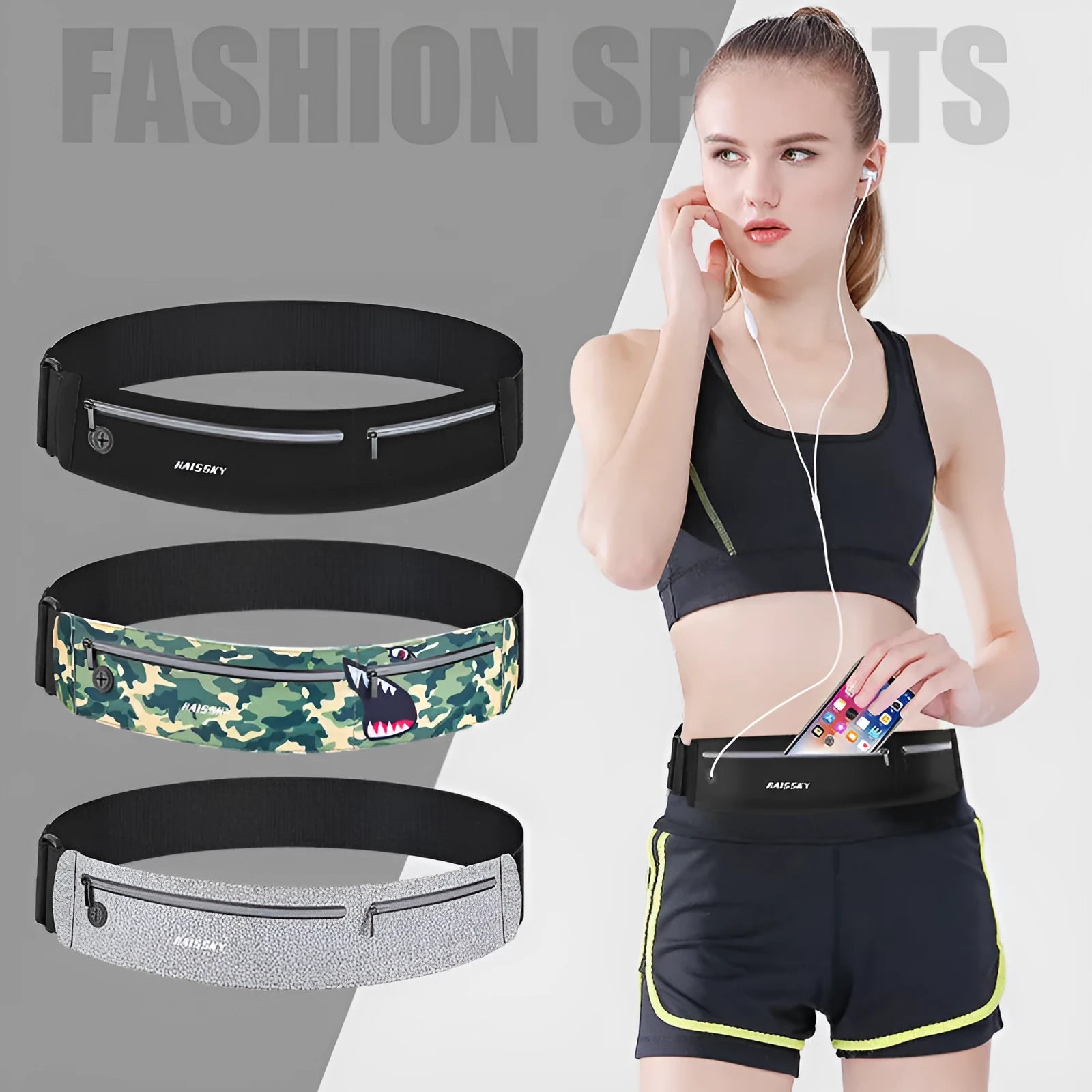 8-inch waterproof waist bag for outdoor sports in chinlon lycra