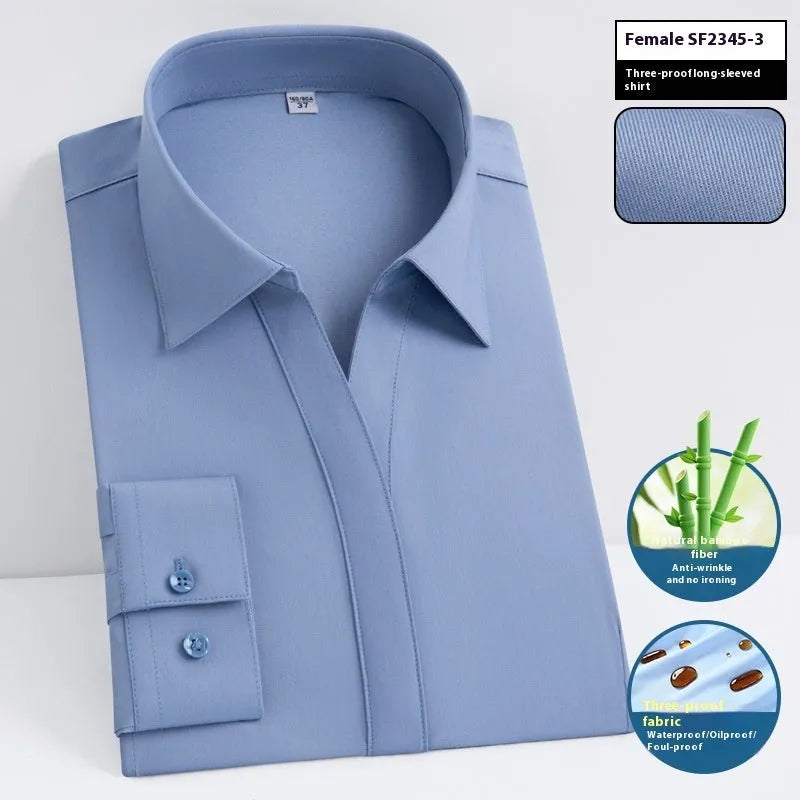 Men's slim fit waterproof business shirt in solid colour with square collar