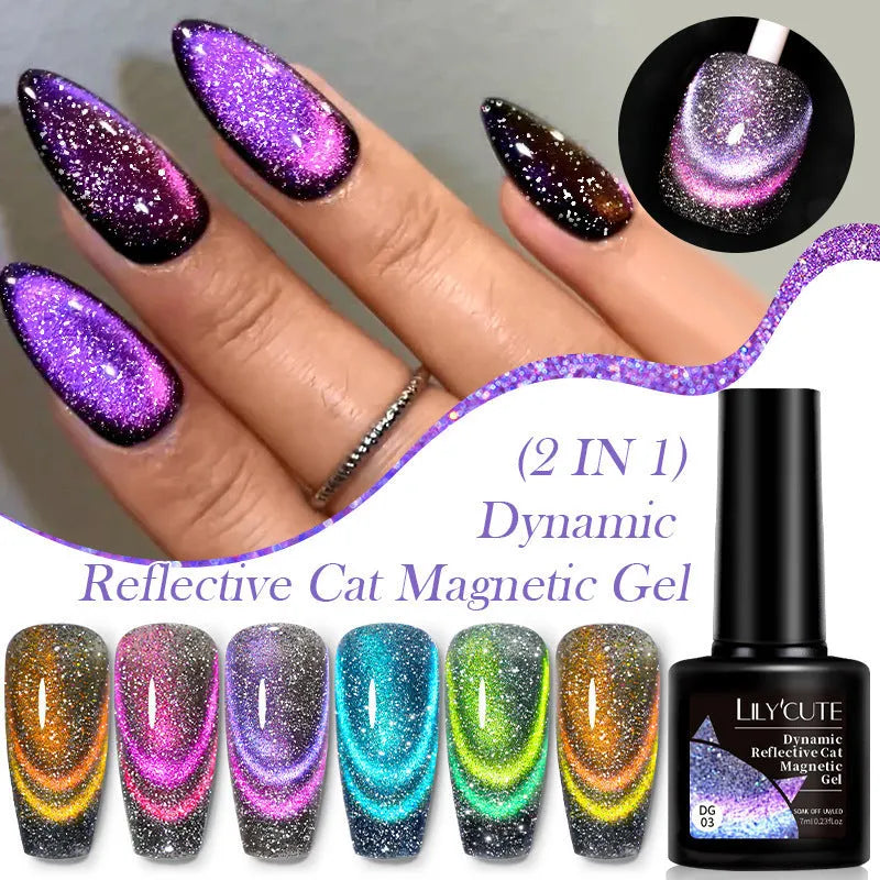 Cat eye series nail polish gel with diamond glitter in six colour options