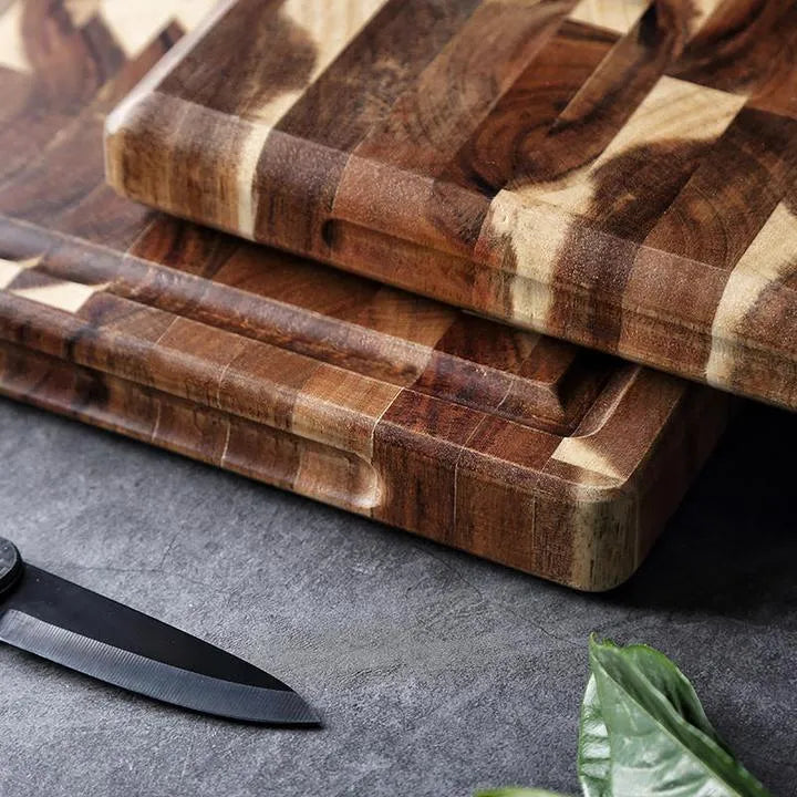 Brown parquet solid wood cutting board with 3cm thickness made from imported acacia