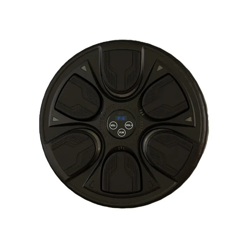 Black wall-mounted boxing target with gloves for home training and reaction practice