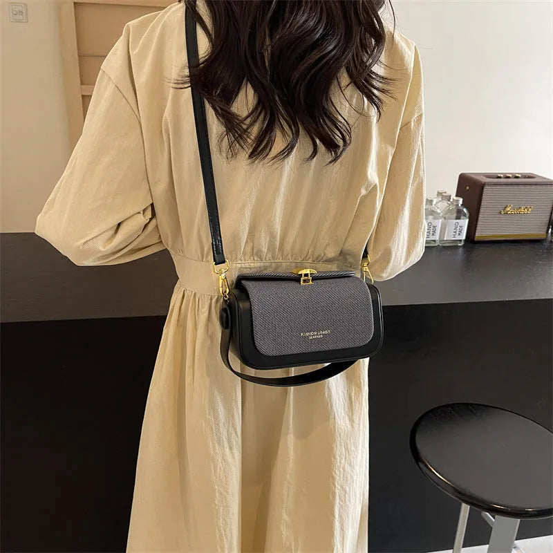 Women's PU leather crossbody messenger bag in a horizontal square shape with a single strap.