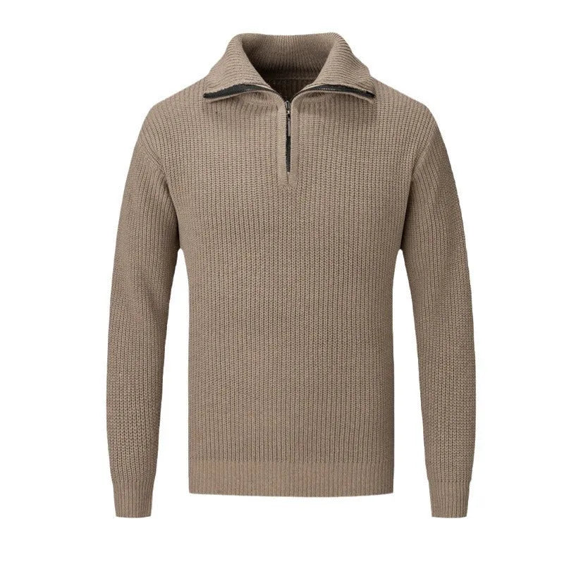 Men's solid colour slim fit pullover sweater for autumn and winter wear.