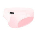 Solid colour men's seamless low waist briefs in black on a white background