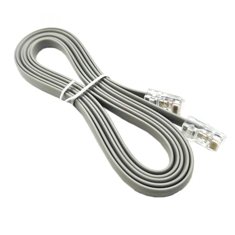 Silver grey CAT6 network cable with RJ-45 connectors, 2 metres long