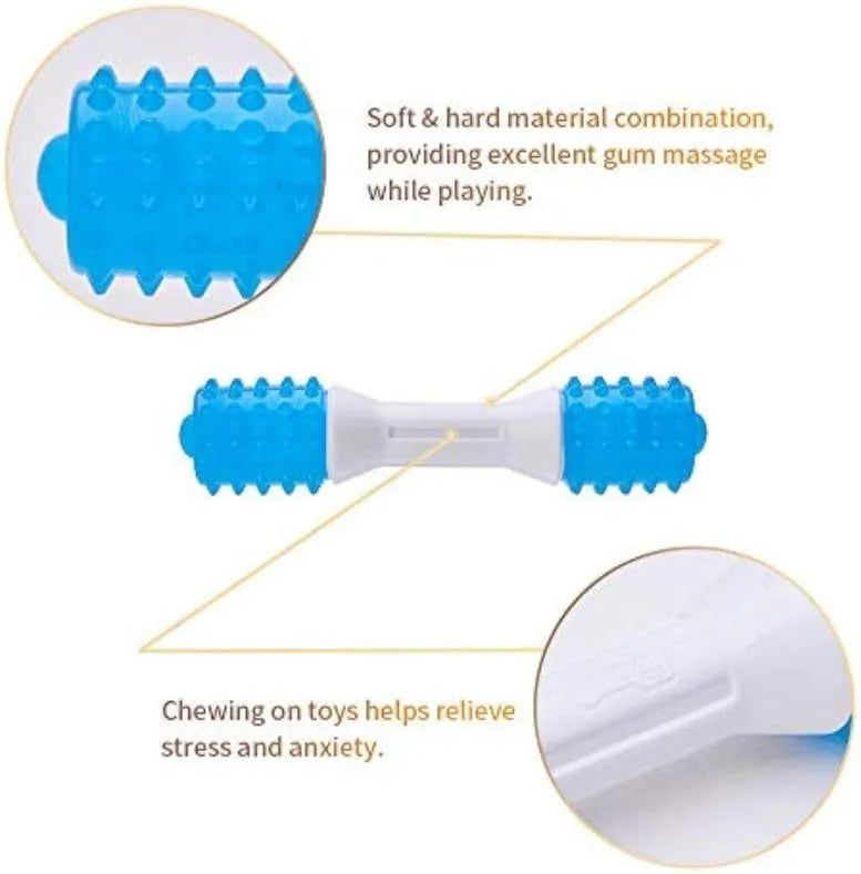 Dual-colour puppy teething chew toy in TPR rubber for dogs aged 2-8 months