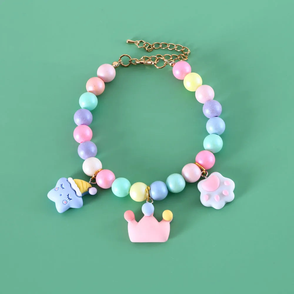 Colourful resin pet costume collar necklace bracelet set in macaron themes for birthday photography