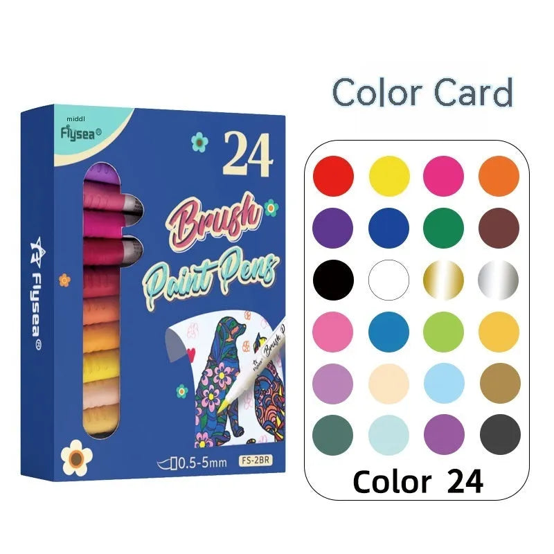 Set of soft brush tip gouache pens for hand lettering and craft projects in multiple colour options